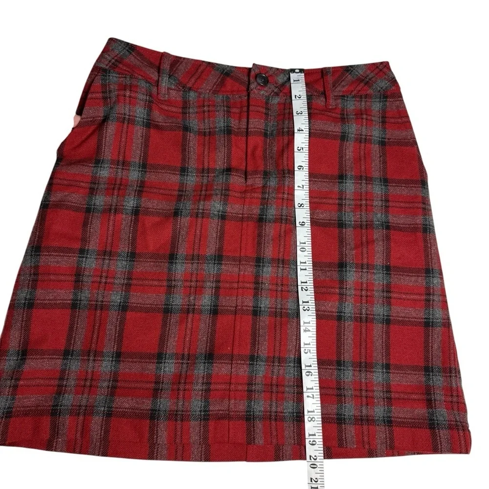 Eddie Bauer A Line Skirt Red Tartan Plaid Wool Fully Lined Women's 8P Christmas
